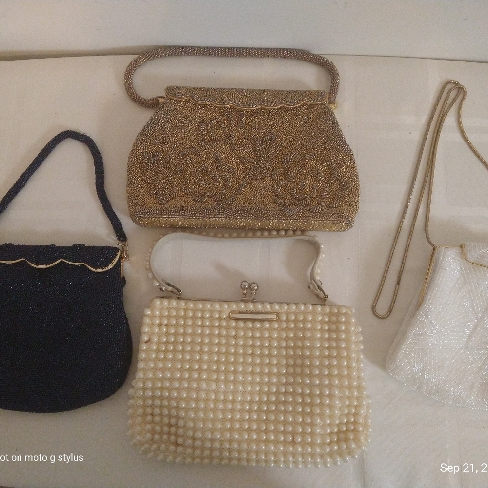 4 Handbags Art Deco & Vintage Pearls & Beads 4 Boutique Or Wardrobe